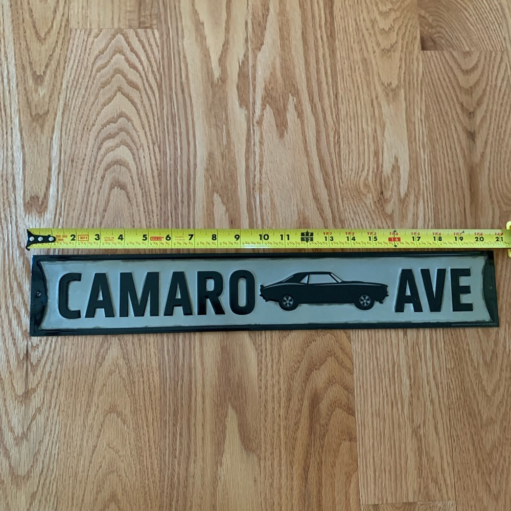 Camaro Ave Metal Sign. 30” x 3.5”